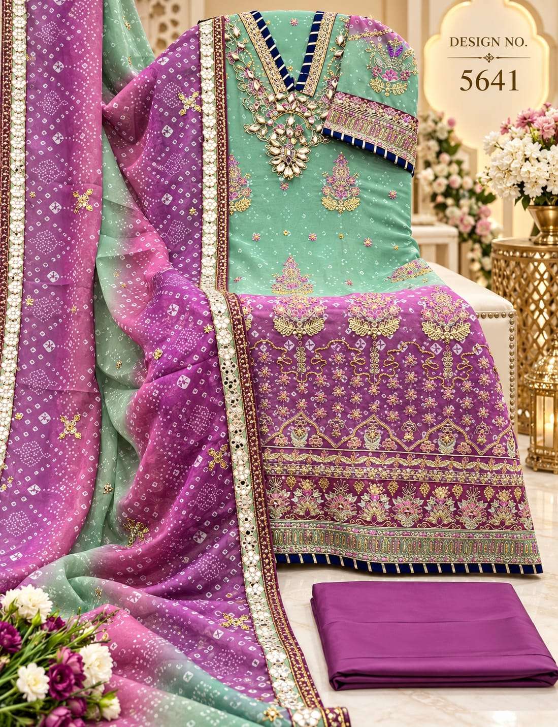 SHREE FABS SF 5641 COLOR CHIFFON KHATLI MULTI WORK SALWAR SUIT FOR LADIES WHOLESALER
